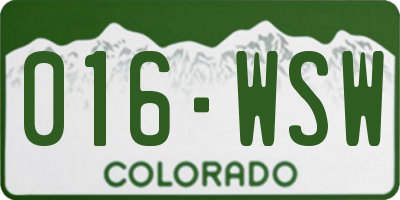 CO license plate 016WSW