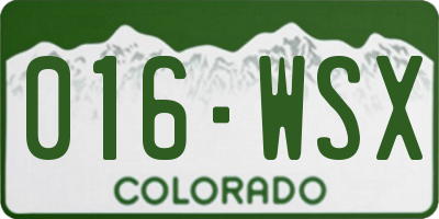 CO license plate 016WSX