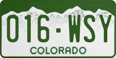 CO license plate 016WSY
