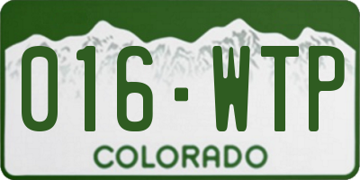 CO license plate 016WTP