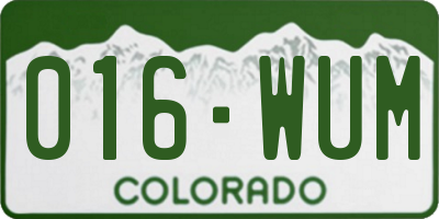 CO license plate 016WUM