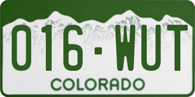 CO license plate 016WUT