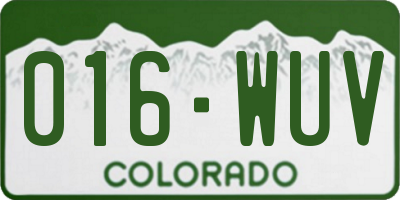 CO license plate 016WUV