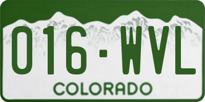 CO license plate 016WVL