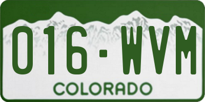 CO license plate 016WVM