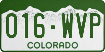 CO license plate 016WVP