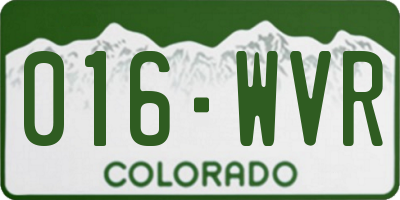 CO license plate 016WVR