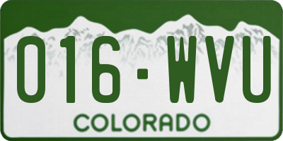 CO license plate 016WVU