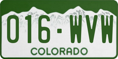 CO license plate 016WVW