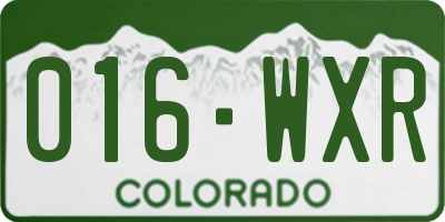 CO license plate 016WXR
