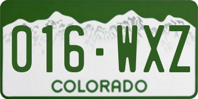 CO license plate 016WXZ