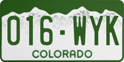 CO license plate 016WYK