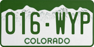 CO license plate 016WYP
