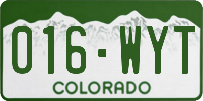 CO license plate 016WYT