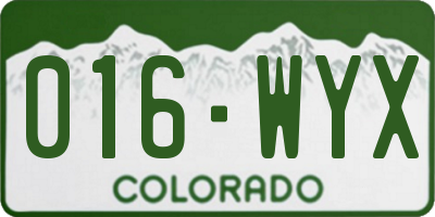 CO license plate 016WYX