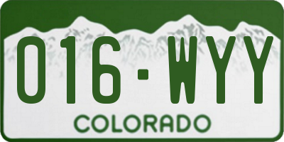 CO license plate 016WYY