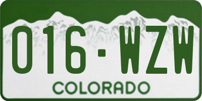 CO license plate 016WZW