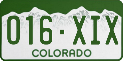 CO license plate 016XIX