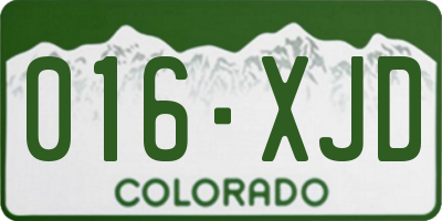 CO license plate 016XJD