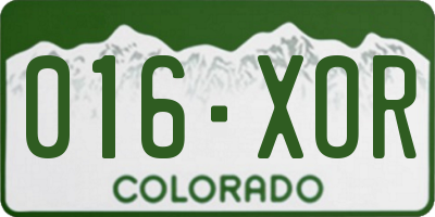 CO license plate 016XOR