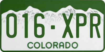 CO license plate 016XPR