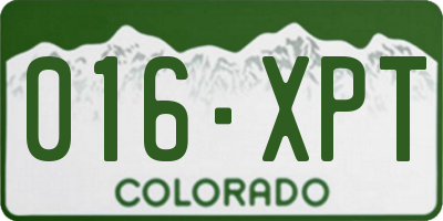 CO license plate 016XPT