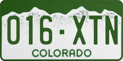 CO license plate 016XTN