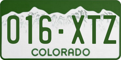 CO license plate 016XTZ