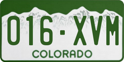 CO license plate 016XVM