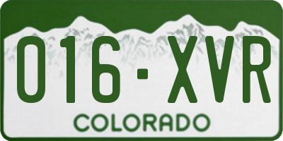 CO license plate 016XVR