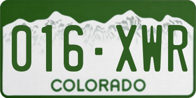 CO license plate 016XWR