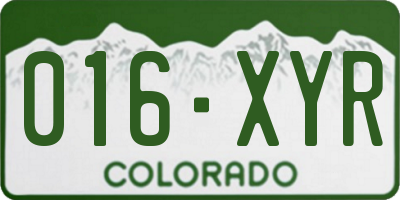 CO license plate 016XYR