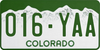 CO license plate 016YAA