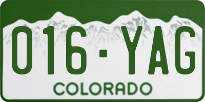 CO license plate 016YAG