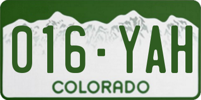 CO license plate 016YAH
