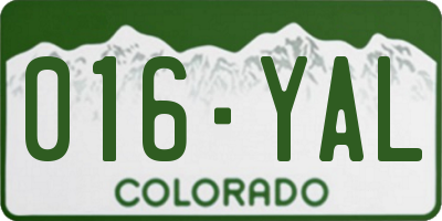 CO license plate 016YAL
