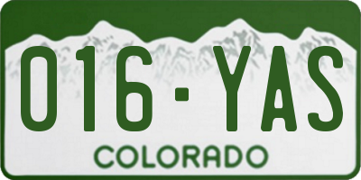 CO license plate 016YAS