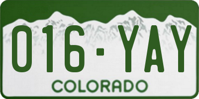 CO license plate 016YAY