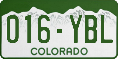 CO license plate 016YBL