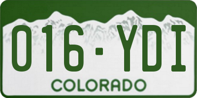 CO license plate 016YDI