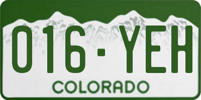 CO license plate 016YEH