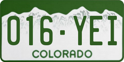 CO license plate 016YEI