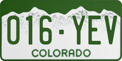 CO license plate 016YEV