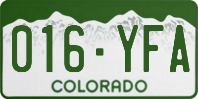CO license plate 016YFA