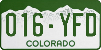 CO license plate 016YFD
