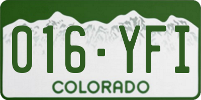 CO license plate 016YFI