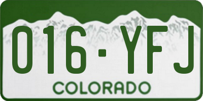CO license plate 016YFJ