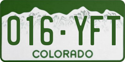 CO license plate 016YFT