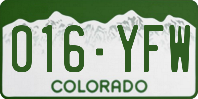 CO license plate 016YFW