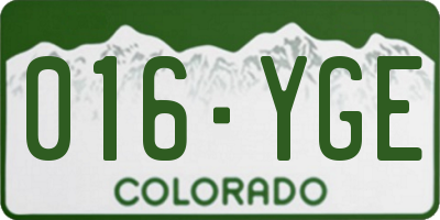 CO license plate 016YGE